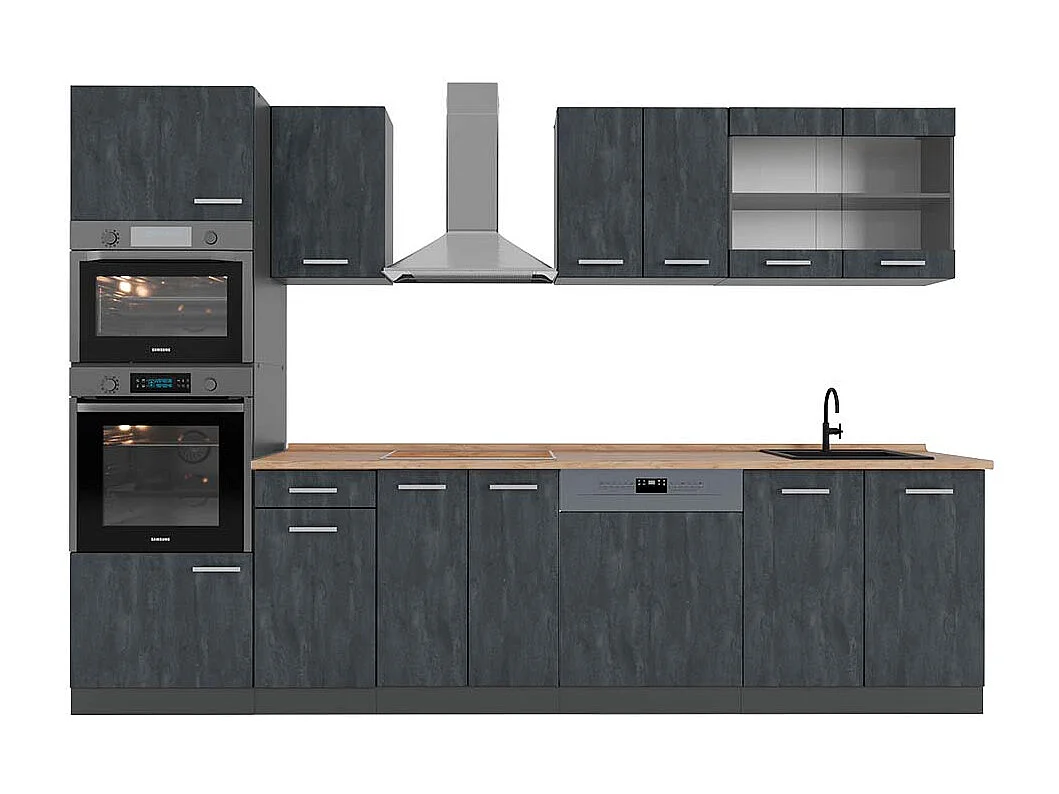 Mueble de cocina hormigón negro/antracita 300x60x81.6 r-line