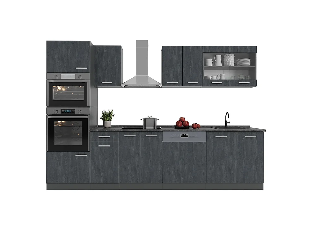 Cuisine noir béton/anthracite 300x60x81.6 r-line