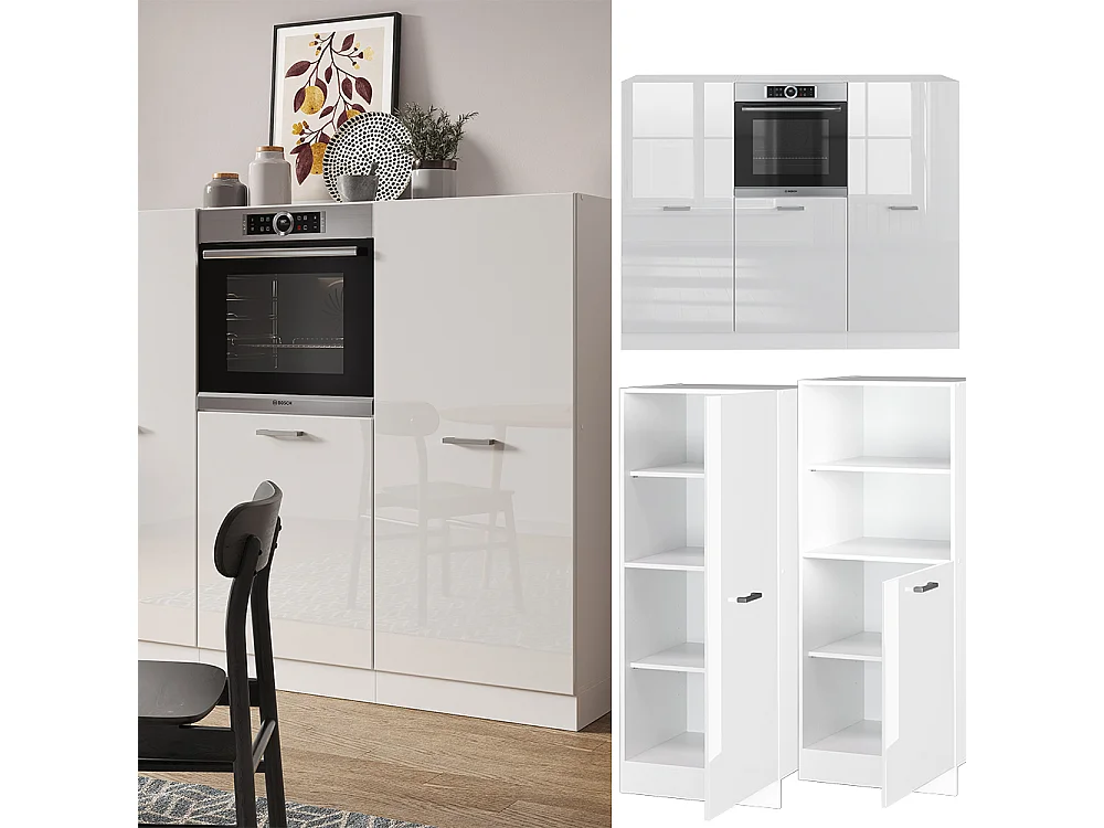 Bloc cuisine blanc brillant/blanc 180x46x81.6 r-line