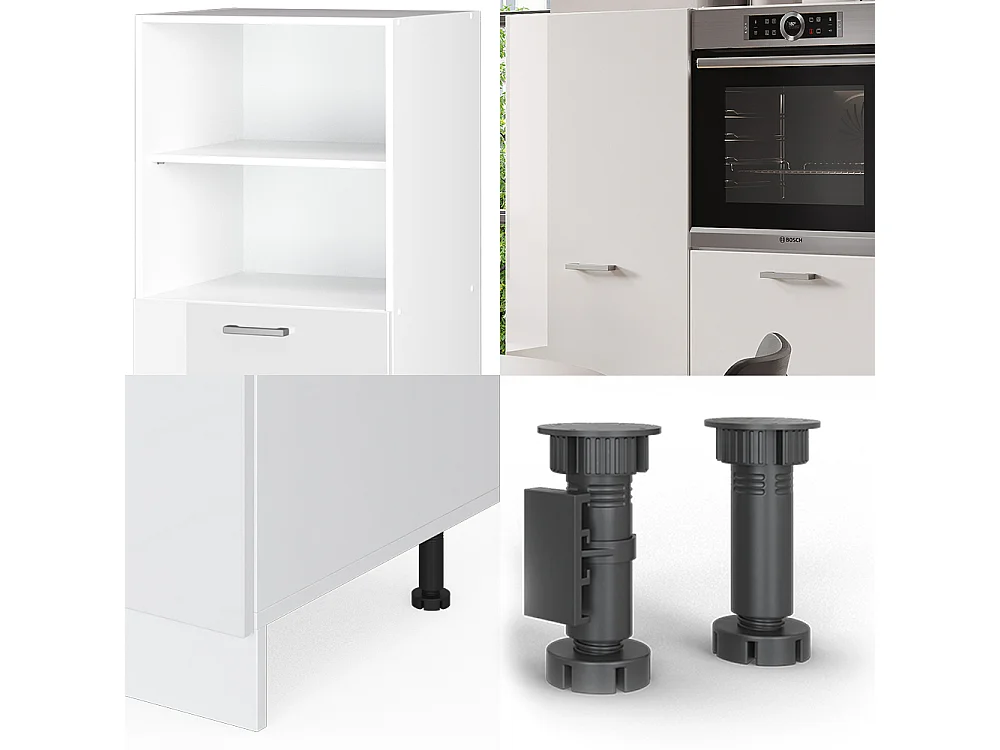 Bloc cuisine blanc brillant/blanc 180x46x81.6 r-line