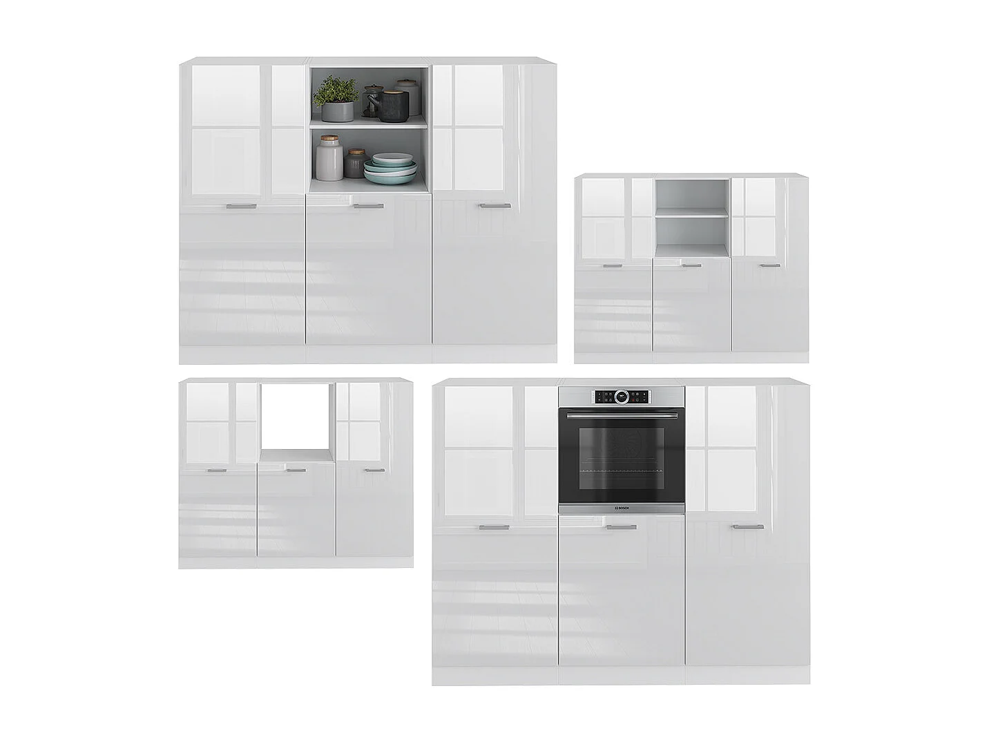 Bloc cuisine blanc brillant/blanc 180x46x81.6 r-line