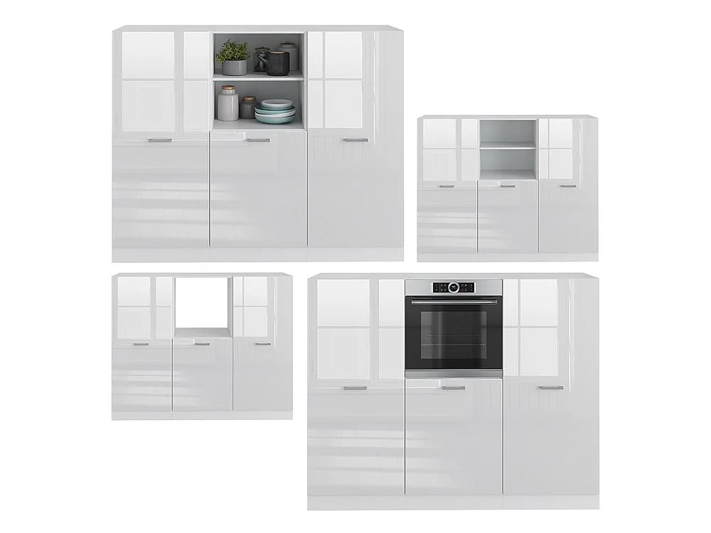 Bloque de cocina blanco alto brillo/blanco 180x46x81.6 r-line