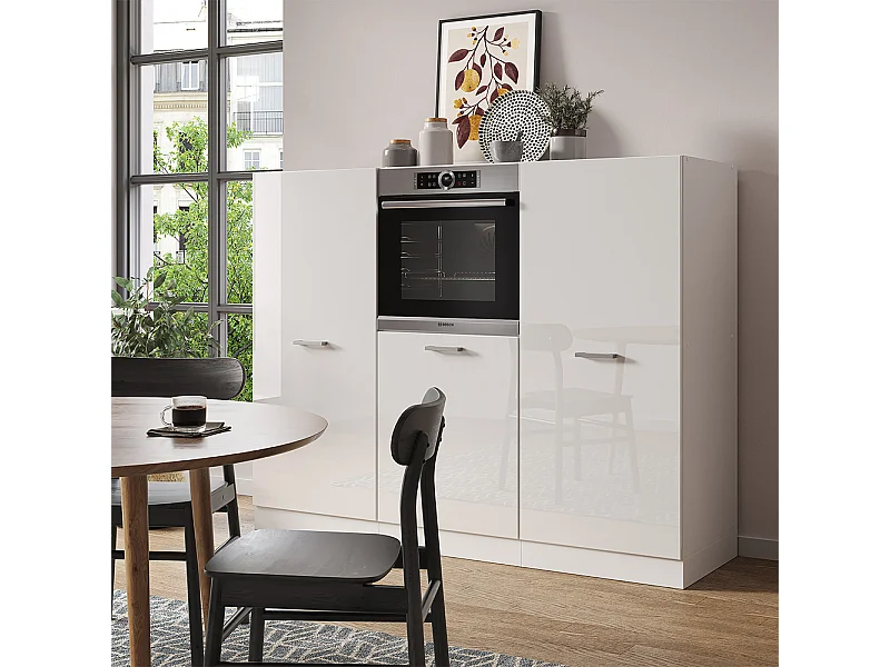 Bloc cuisine blanc brillant/blanc 180x46x81.6 r-line