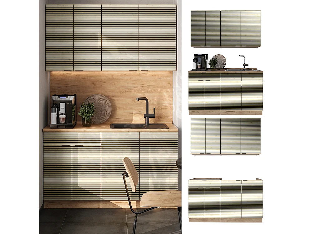 Cocina para solteros panel de roble/roble goldkraft 140x60x81.6 fame-line