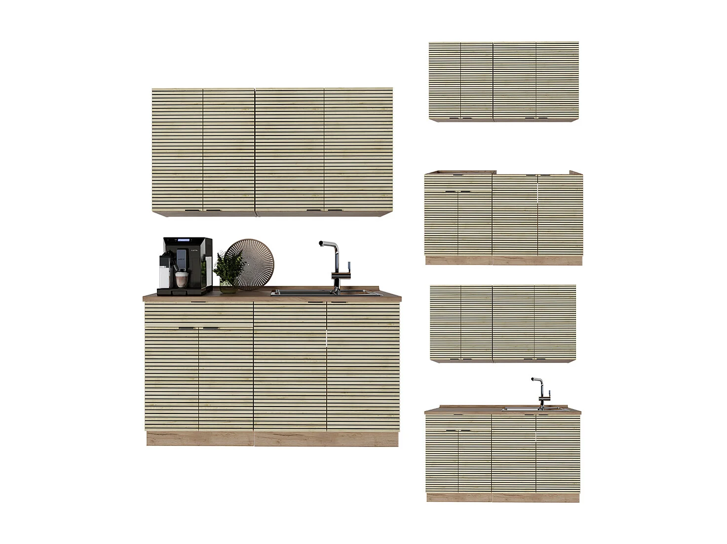 Cocina para solteros panel de roble/roble goldkraft 140x60x81.6 fame-line