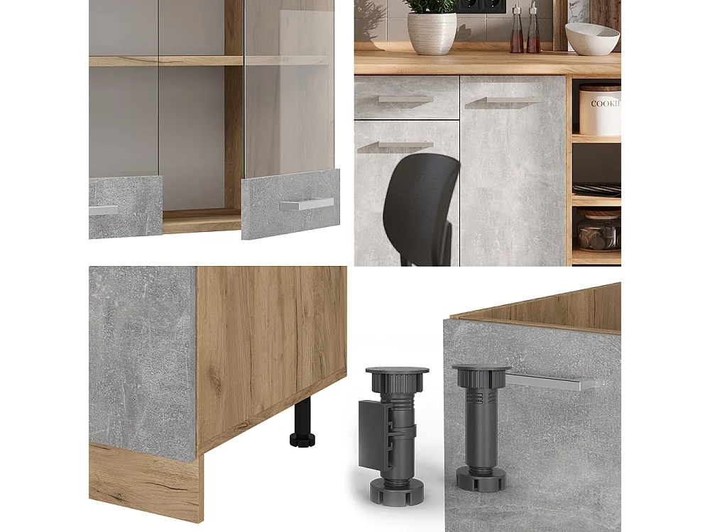 Cuisine béton/force dor chêne 240x60x81.6 r-line