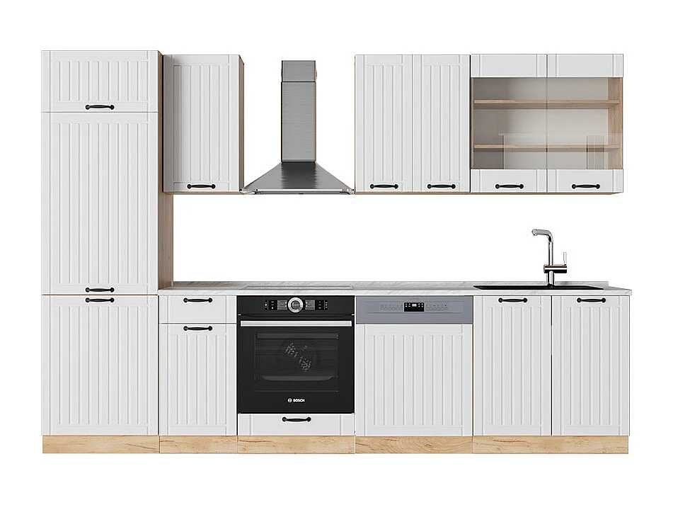 Zabudowa kuchenna biały domek wiejski 300x60x81.6 fame-line