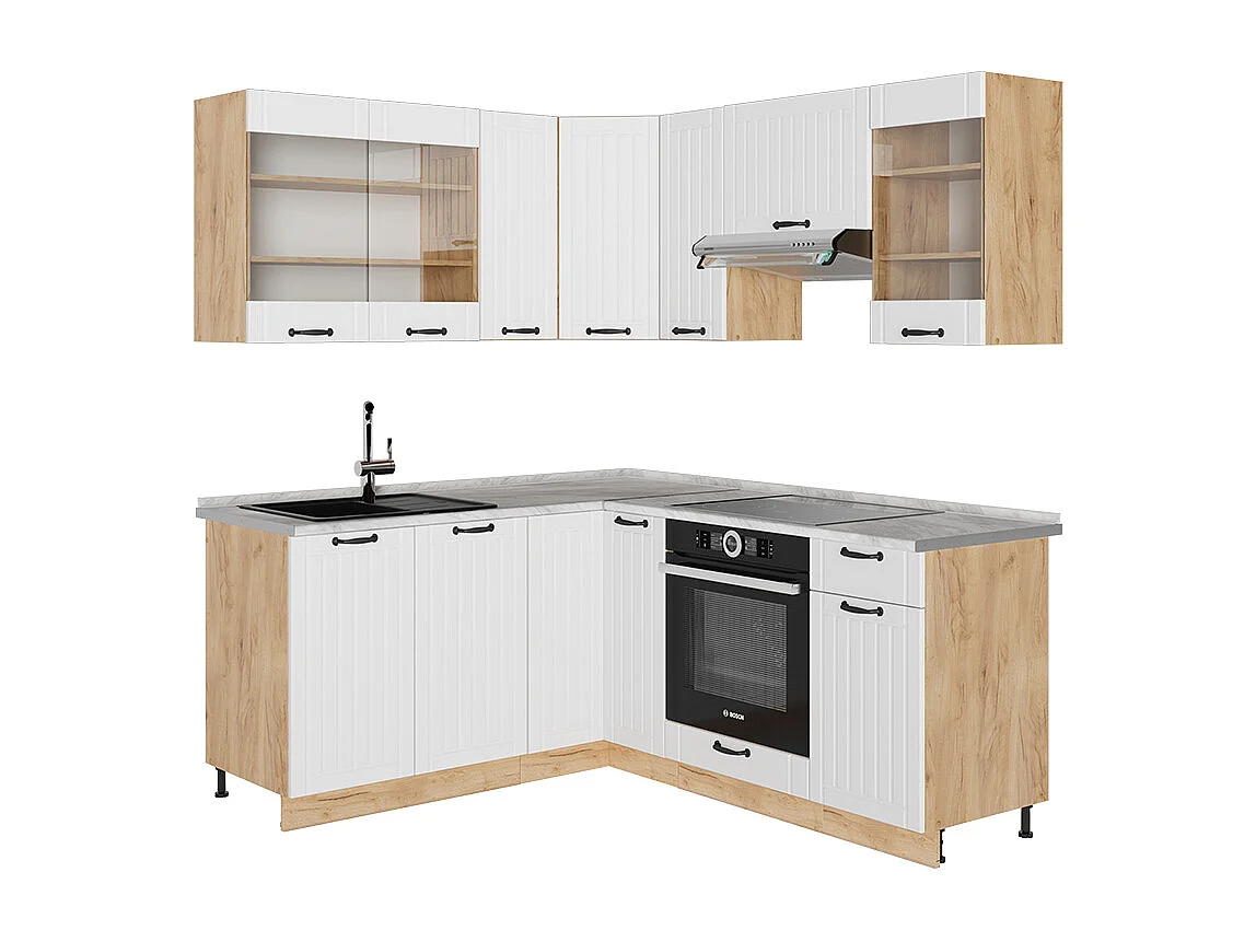 Hjørnekøkken hvid landhus 190x60x81.6 fame-line