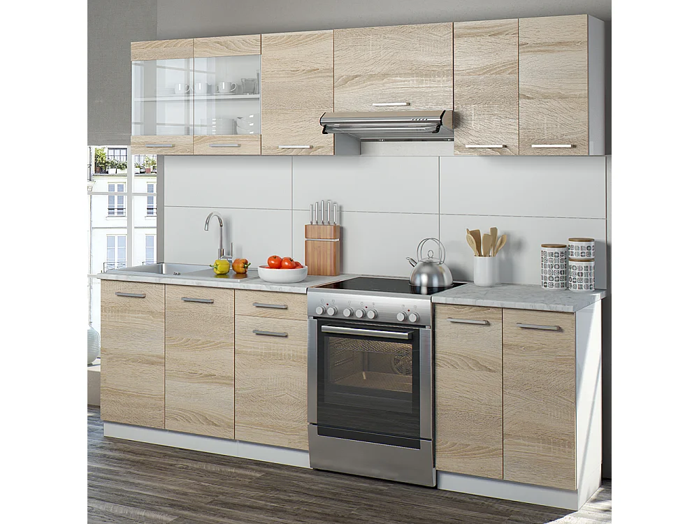 Küchenzeile sonoma/weiß 240x60x81.6 raul