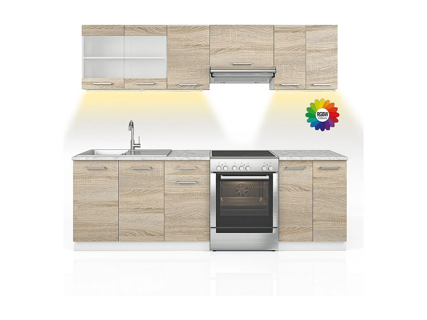 Küchenzeile sonoma/weiß 240x60x81.6 raul