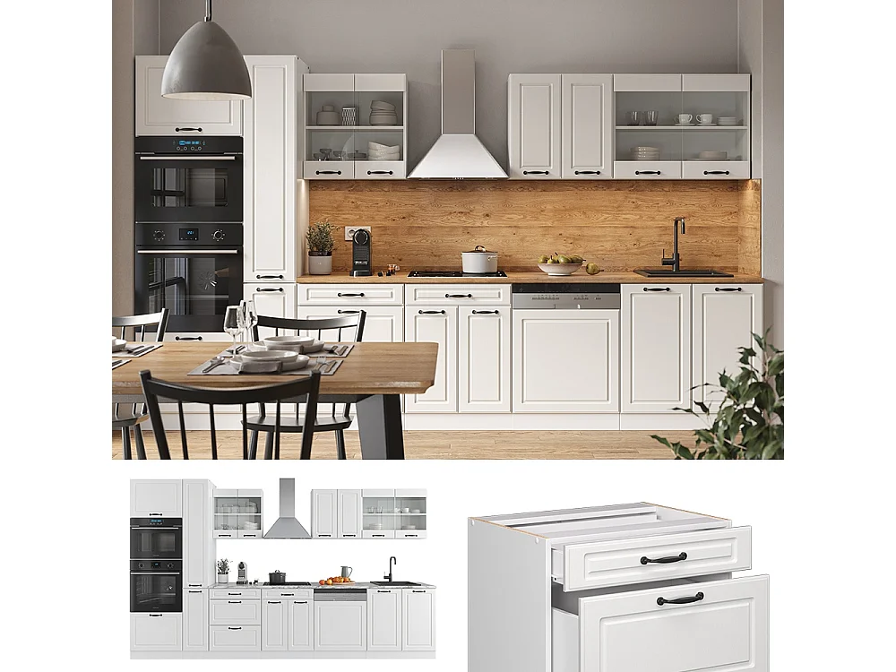Ligne de cuisine blanc campagne/blanc 350x60x81.6 r-line