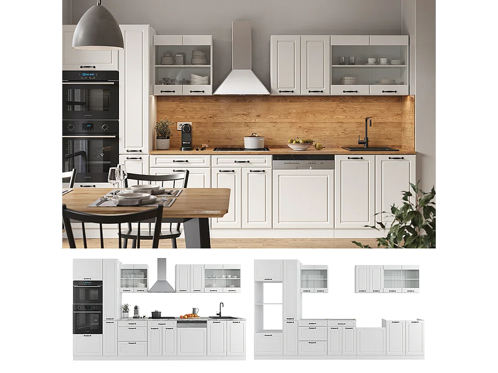 Ligne de cuisine blanc campagne/blanc 350x60x81.6 r-line