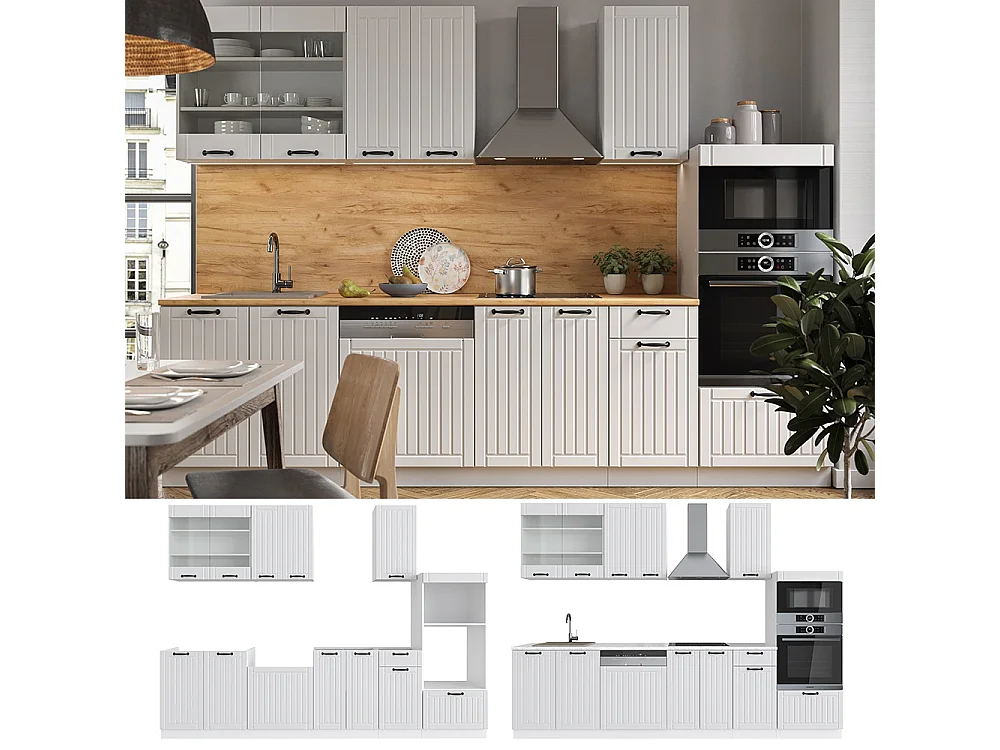 Køkkenrække hvidt landsted/hvid 300x60x81.6 fame-line