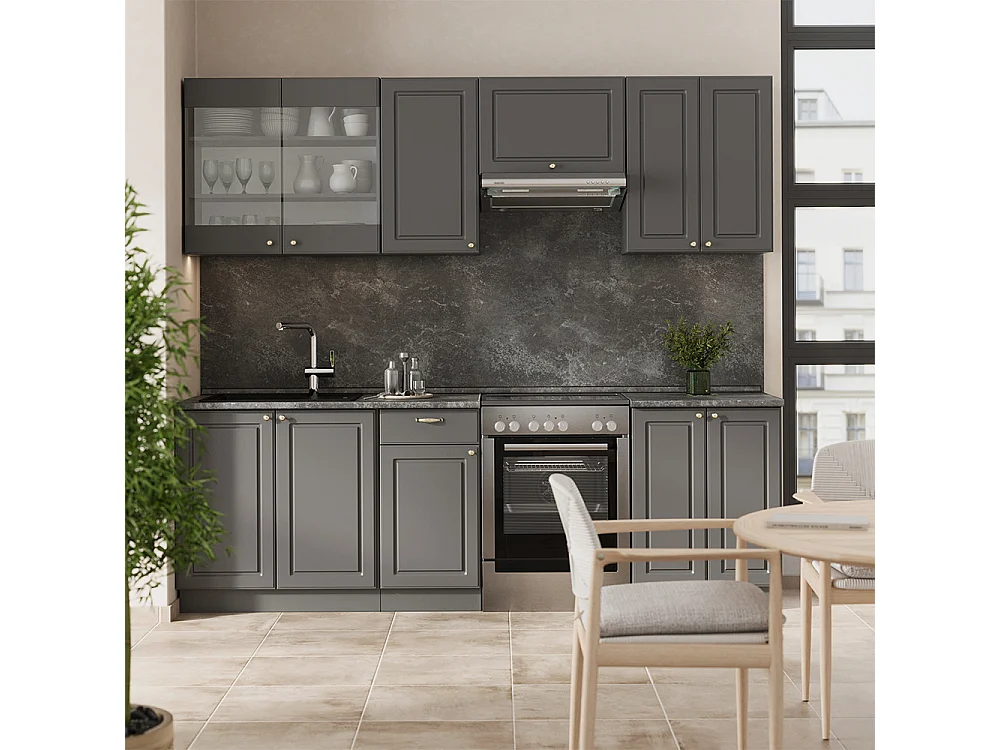 Cuisine anthrazit-gold landhaus 200x46x81.6 fame-line