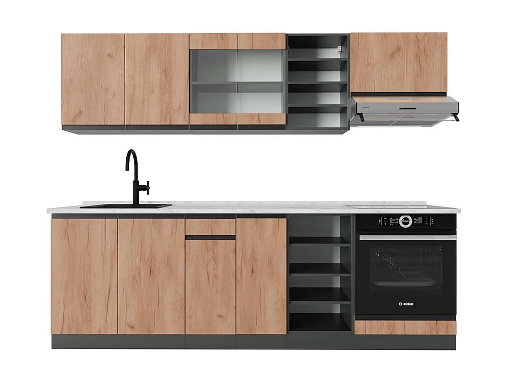 Complete keukeneenheid eik goud/antraciet 240x60x81.6 r-line