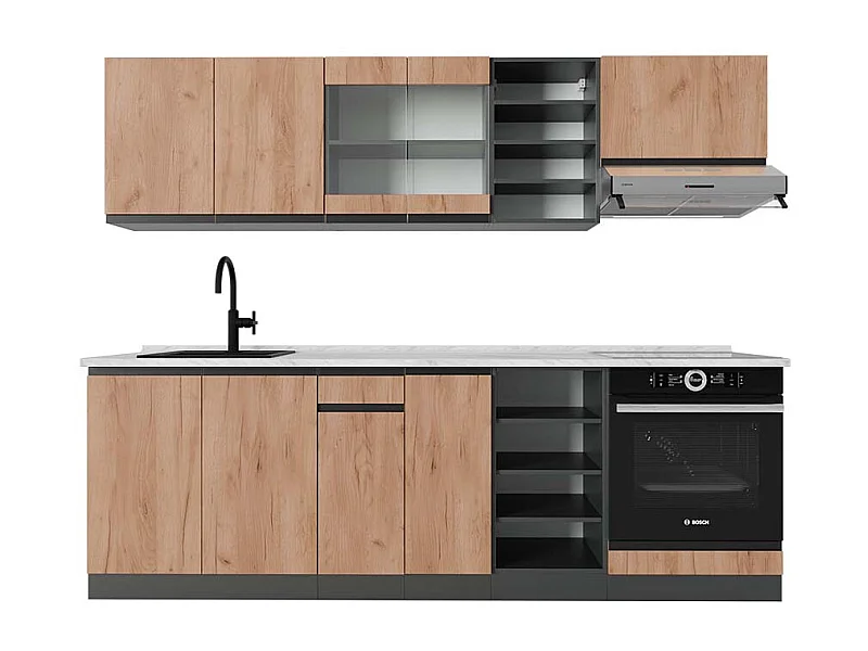 Cuisine chêne doré/anthracite 240x60x81.6 r-line