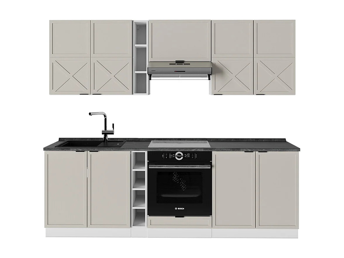 Cuisine grisbeige/blanc 235x60x81.6 fame-line