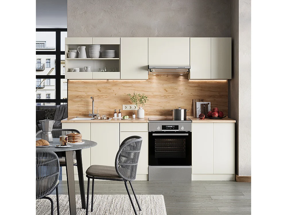 Mobile da cucina beige 240x60x81.6 r-line