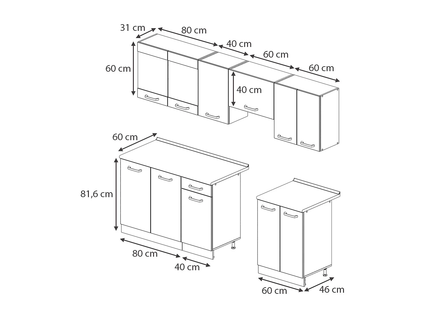 Mobile da cucina beige 240x60x81.6 r-line