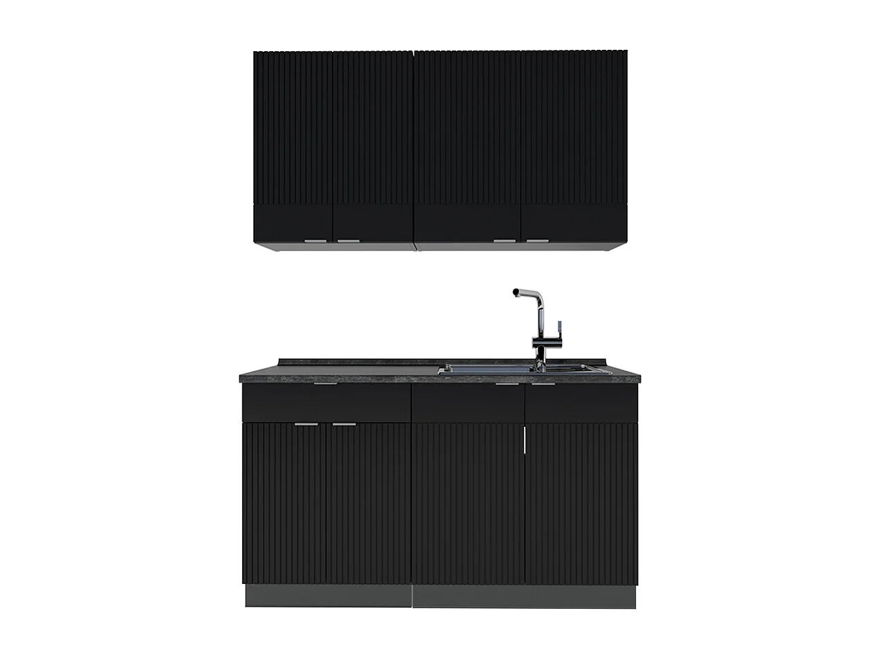 Singlekøkken sort stribet/antracit 140x60x81.6 fame-line