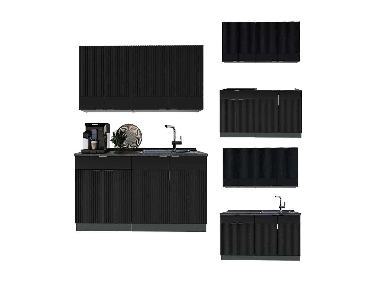 Singlekøkken sort stribet/antracit 140x60x81.6 fame-line