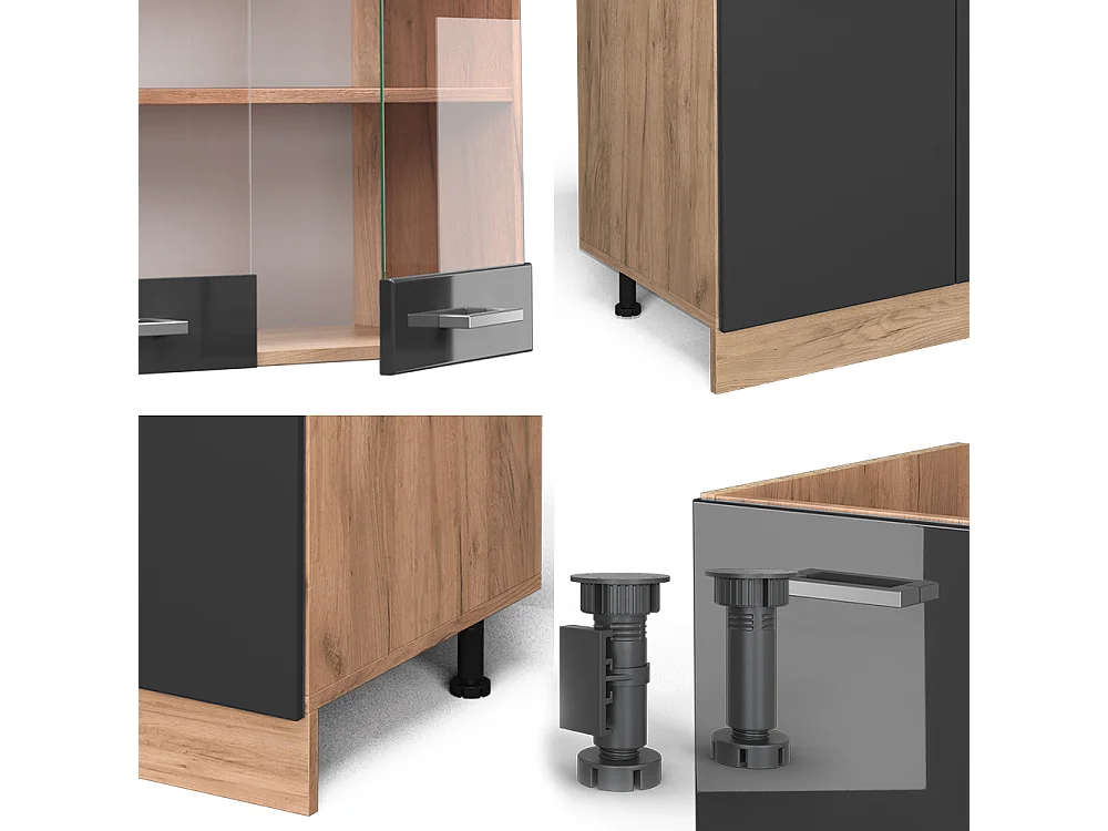 Cuisine anthracite brillant/chêne doré 300x60x81.6 r-line