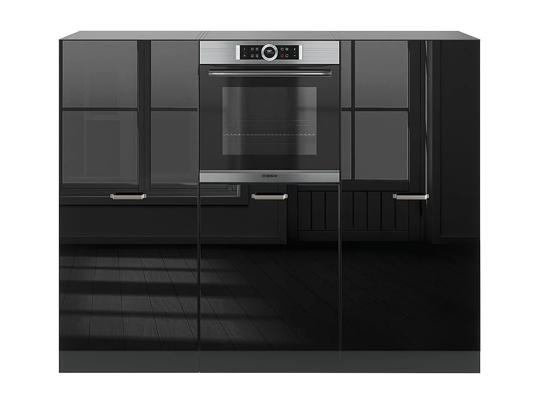 Keukenblok hoogglans zwart/antraciet 180x46x81.6 r-line