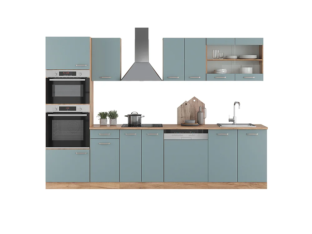 Cucina componibile rovere blu-grigio/oro 300x60x81.6 r-line