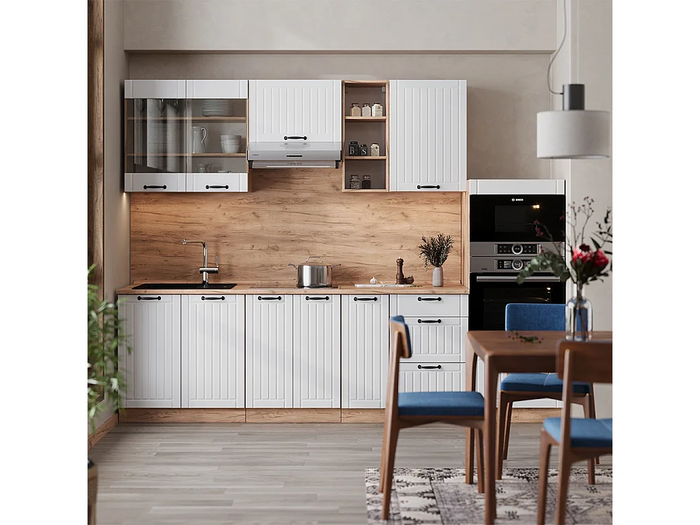 Küchenzeile weiß landhaus 280x46x81.6 fame-line