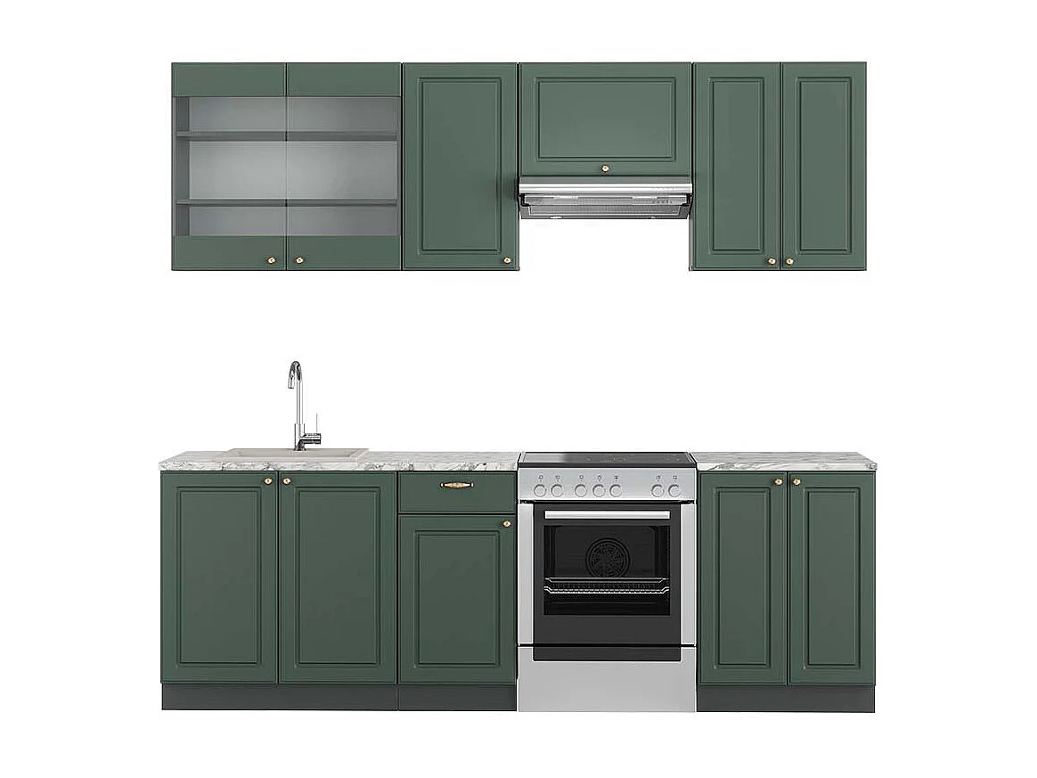 Cuisine vert et or campagne/anthracite 240x60x81.6 fame-line