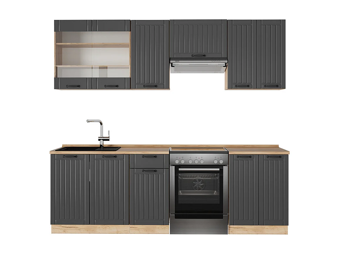 Kitchenette cinza escuro 240x60x81.6 fame-line