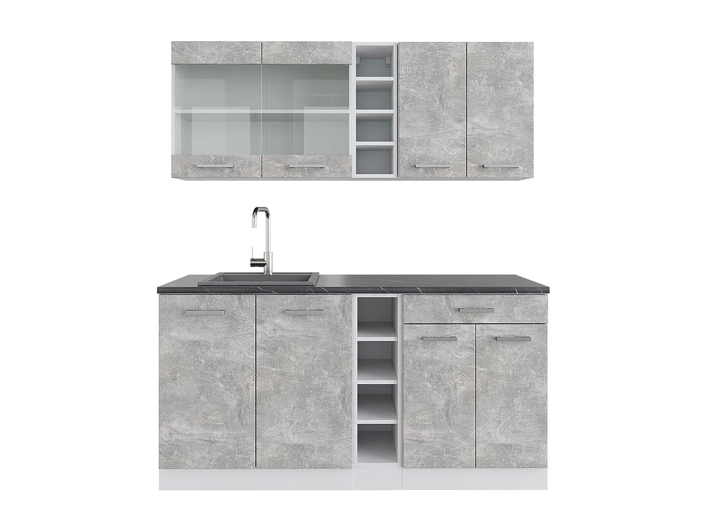 Cuisine béton/blanc 160x60x81.6 r-line