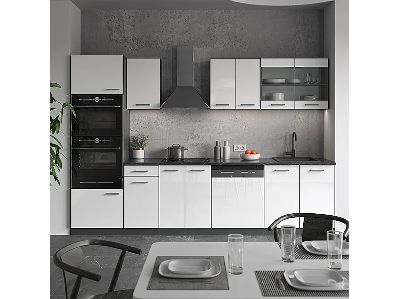 Cucina componibile bianco lucido/antracite 300x46x81.6 r-line