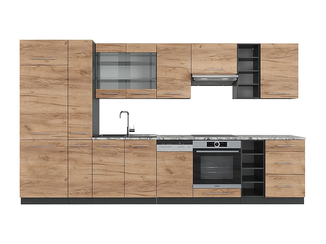 Küchenzeile goldkraft eiche/anthrazit 355x60x81.6 fame-line