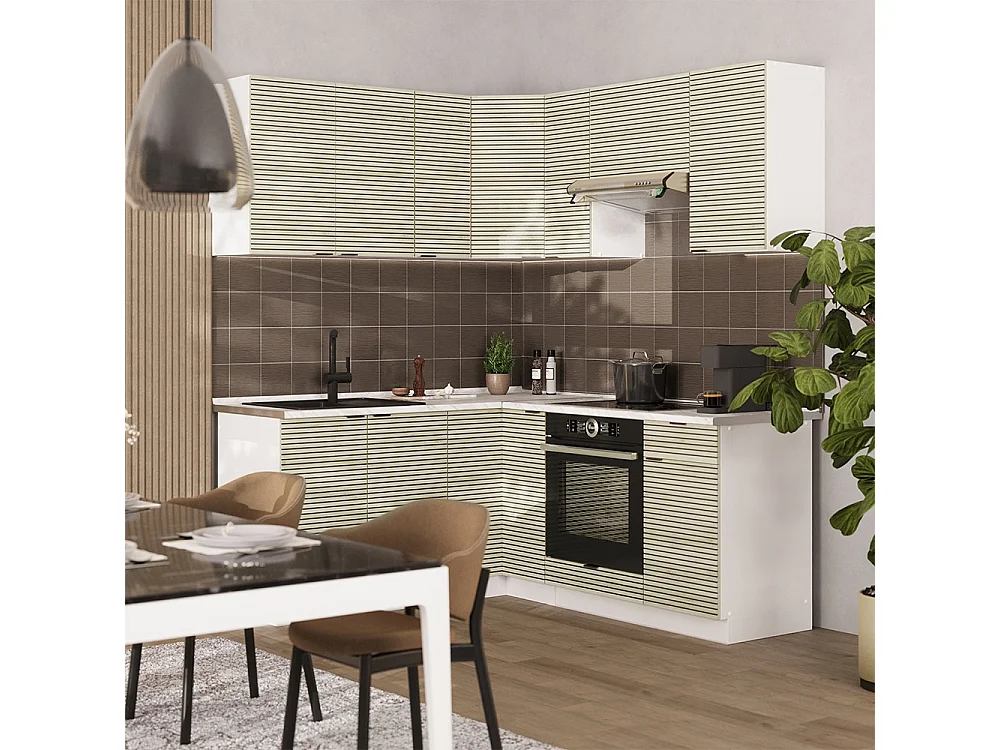 Cocina esquinera panel de roble/blanco 190x60x81.6 fame-line