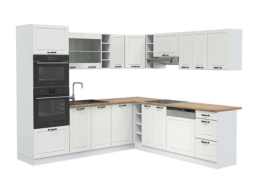 Cuisine en angle blanc campagne/blanc 247x60x81.6 r-line