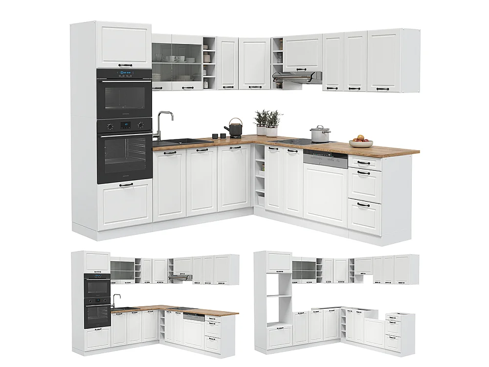 Cuisine en angle blanc campagne/blanc 247x60x81.6 r-line