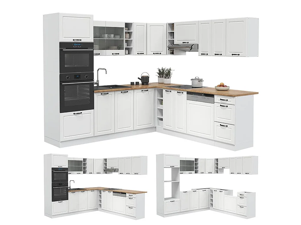 Cuisine en angle blanc campagne/blanc 247x60x81.6 r-line