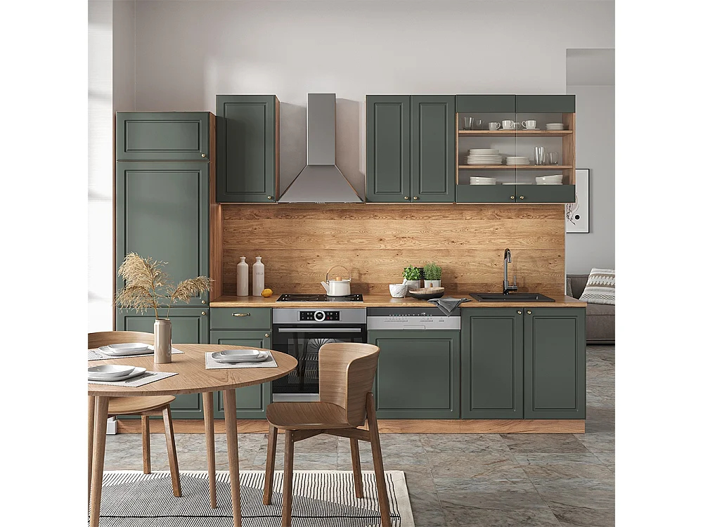 Cuisine chêne vert et or/chêne doré 300x60x81.6 fame-line