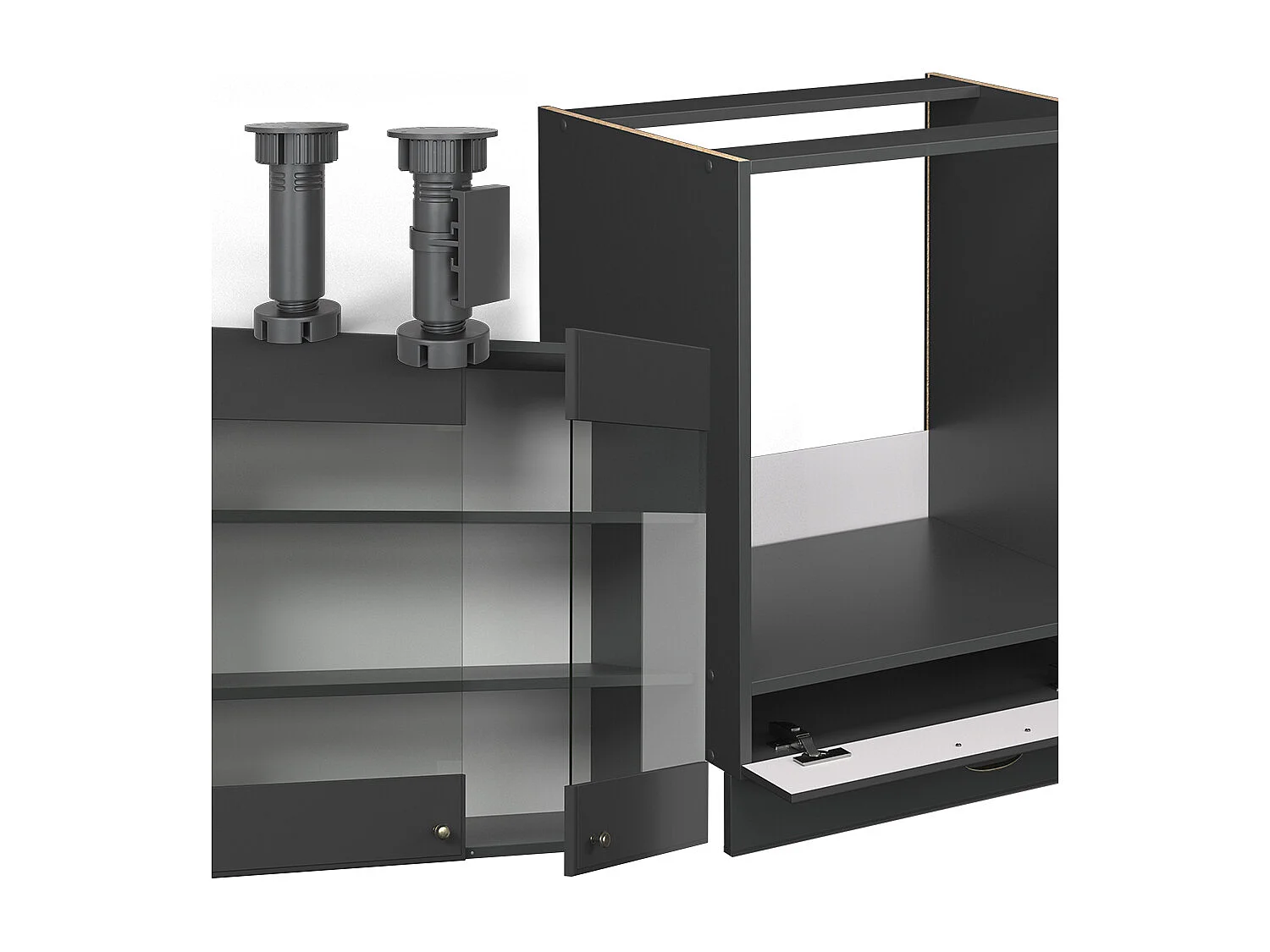 Cuisine en angle anthrazit-gold landhaus 287x60x81.6 fame-line