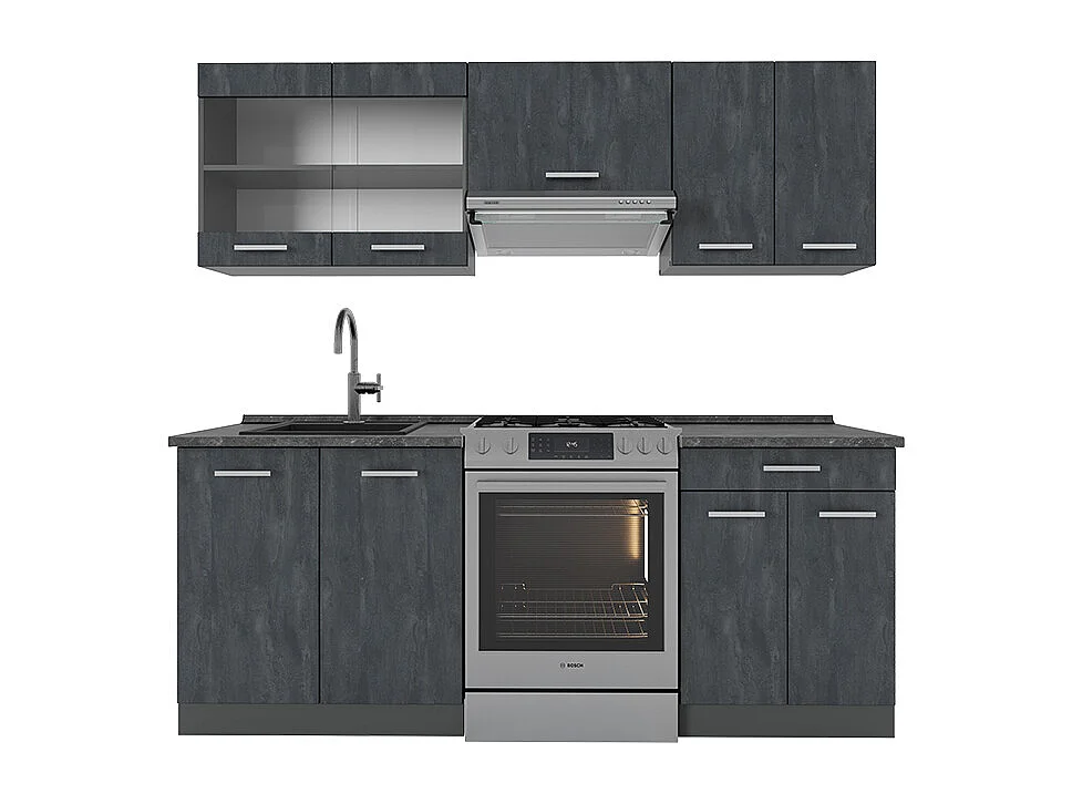 Cucina componibile calcestruzzo nero/antracite 200x46x81.6 r-line