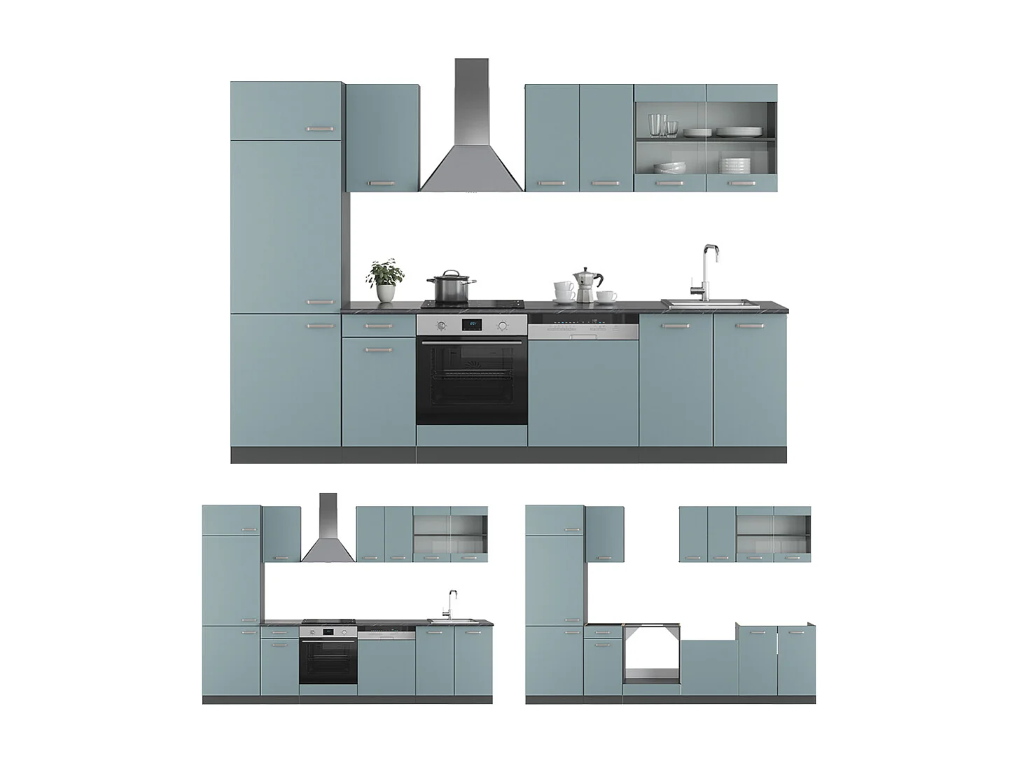 Cuisine bleu-gris/anthracite 300x46x81.6 r-line