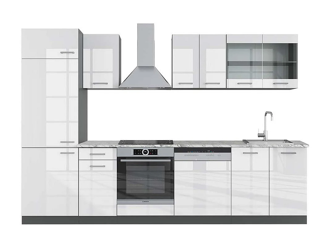 Cuisine blanc brillant/anthracite 300x60x81.6 r-line