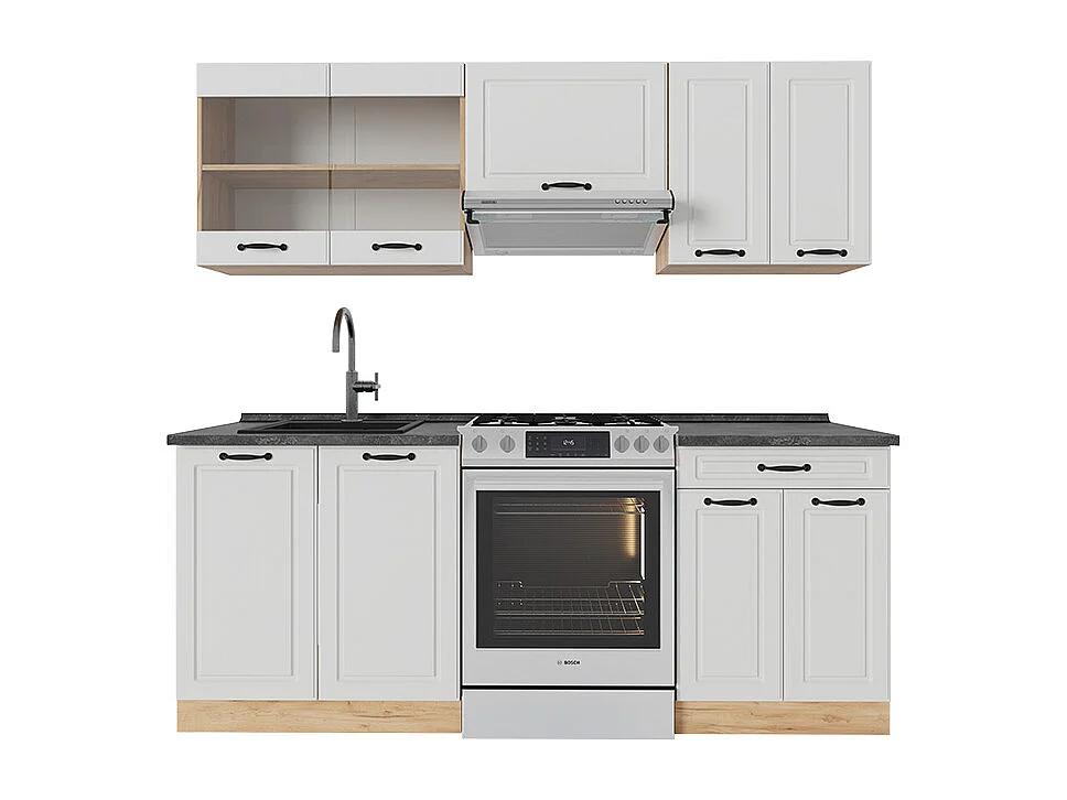 Cuisine blanc campagnard/chêne doré 200x60x81.6 r-line