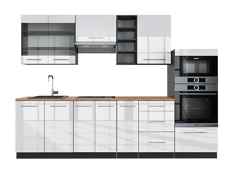 Mueble de cocina blanco brillo/antracita 280x60x81.6 fame-line