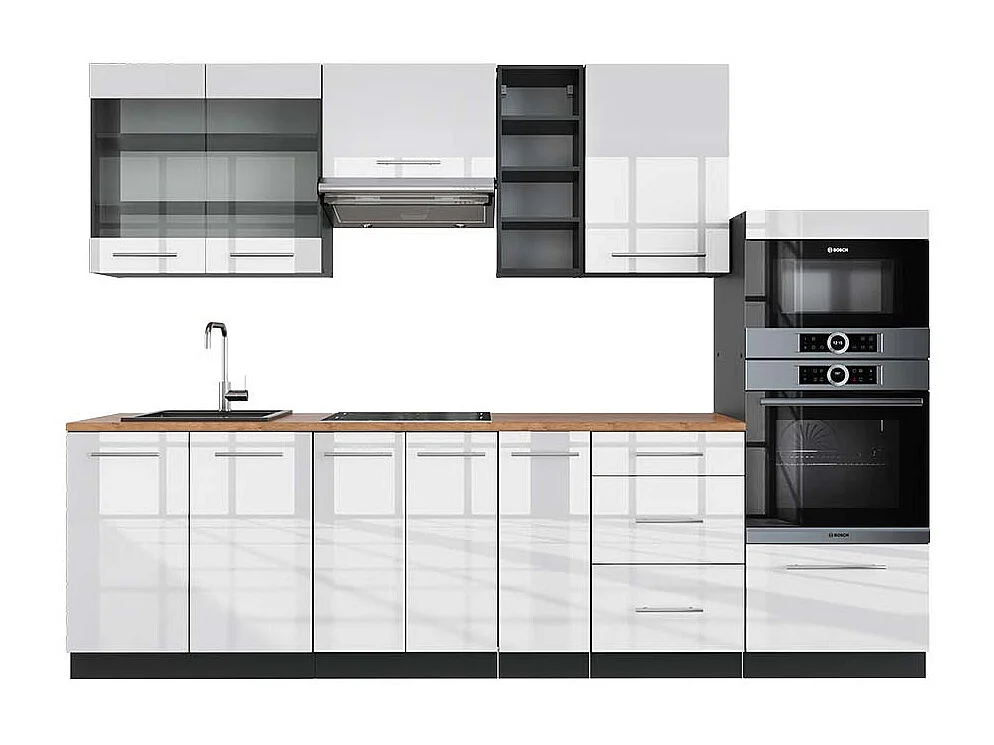 Cuisine blanc brillant/anthracite 280x60x81.6 fame-line