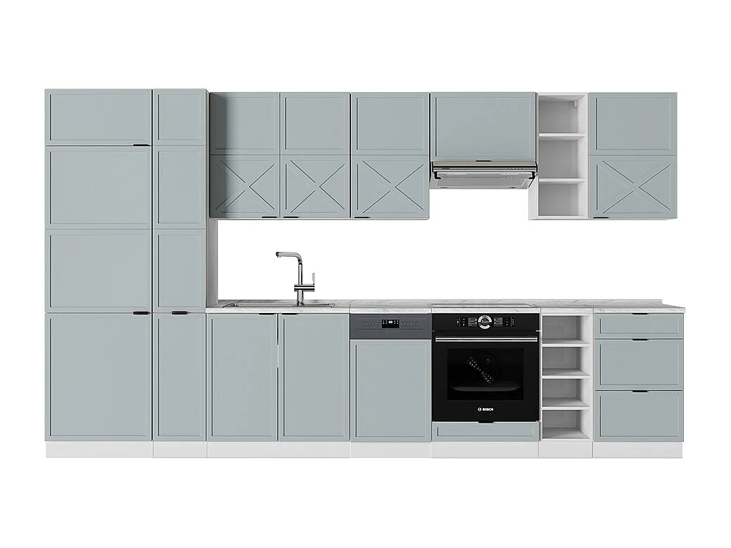 Cuisine bleu clair-gris/blanc 355x60x81.6 fame-line