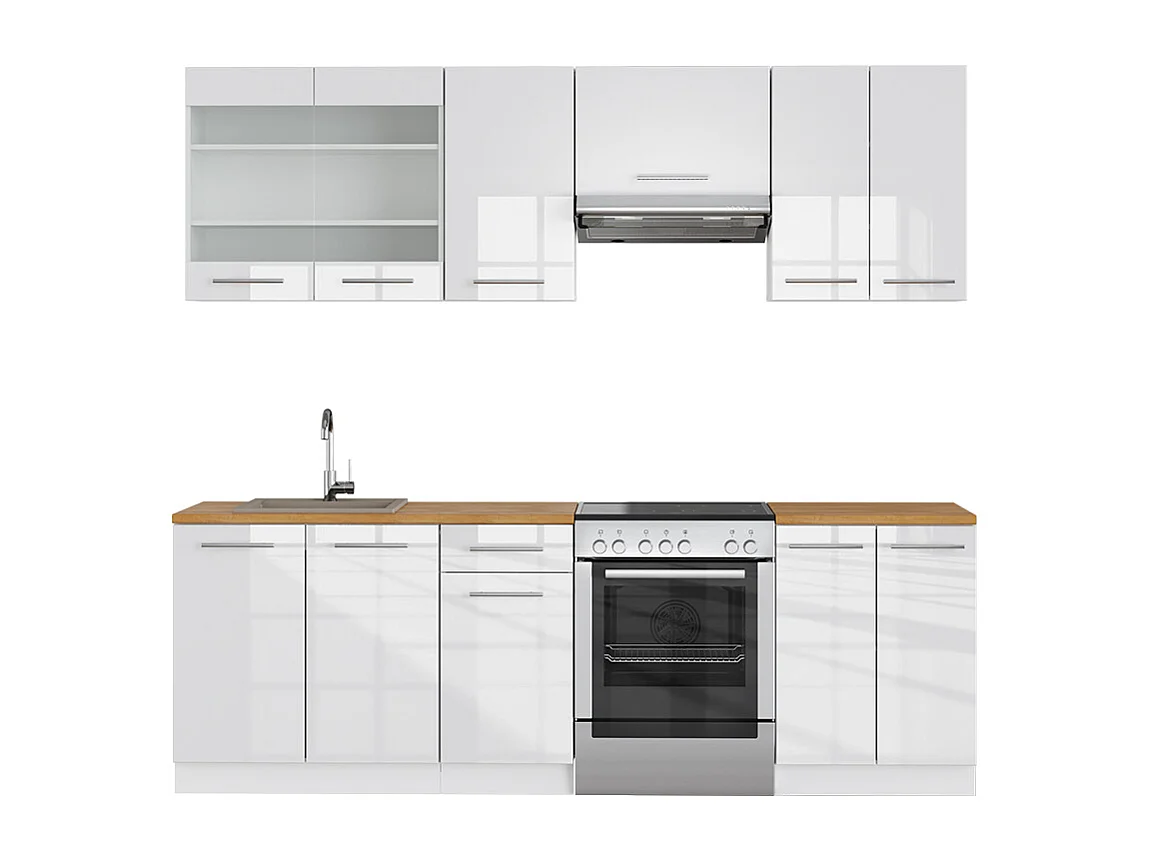 Cucina componibile bianco lucido/bianco 240x46x81.6 fame-line