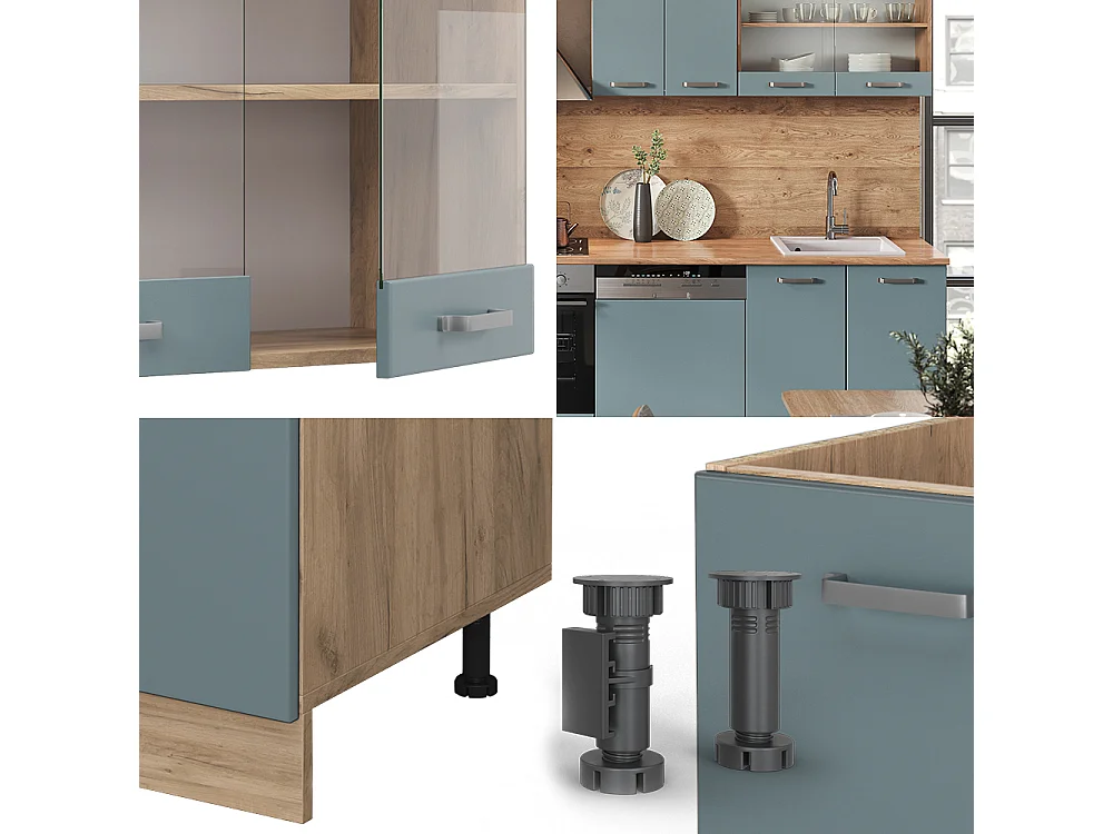 Cuisine bleu-gris/chêne doré 300x46x81.6 r-line