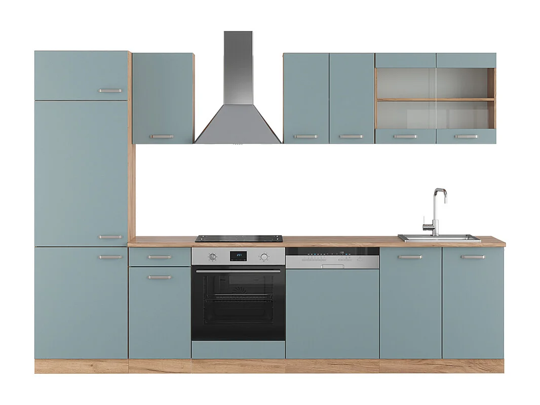 Cuisine bleu-gris/chêne doré 300x46x81.6 r-line